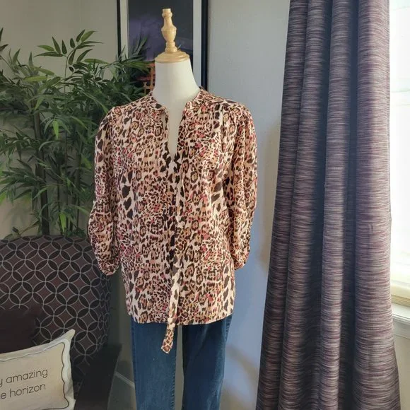 Gibson Latimer Animal Print Blouse - Size XL - Picture 1 of 11